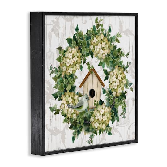 Stupell Industries Spring Birdhouse Wreath Framed Giclee Art